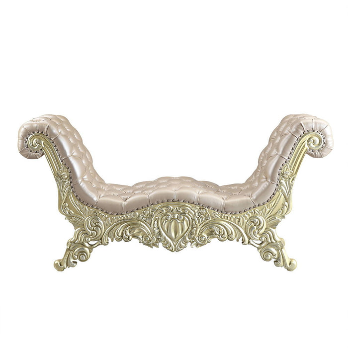 Vatican - Bench - Synthetic Leather, Light Gold & Champagne Silver