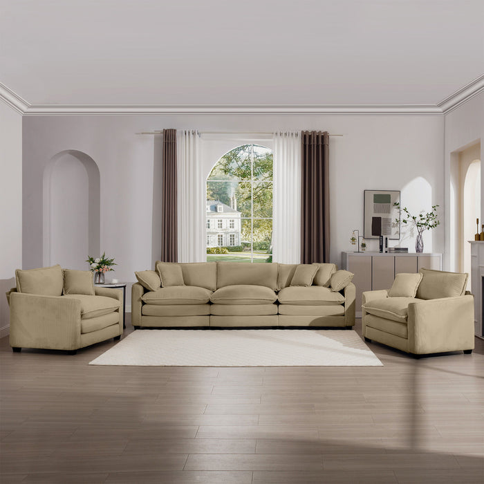 Elegant Corduroy Oversized Sectional Sofa Set With Deep Seats And Flexible Layout