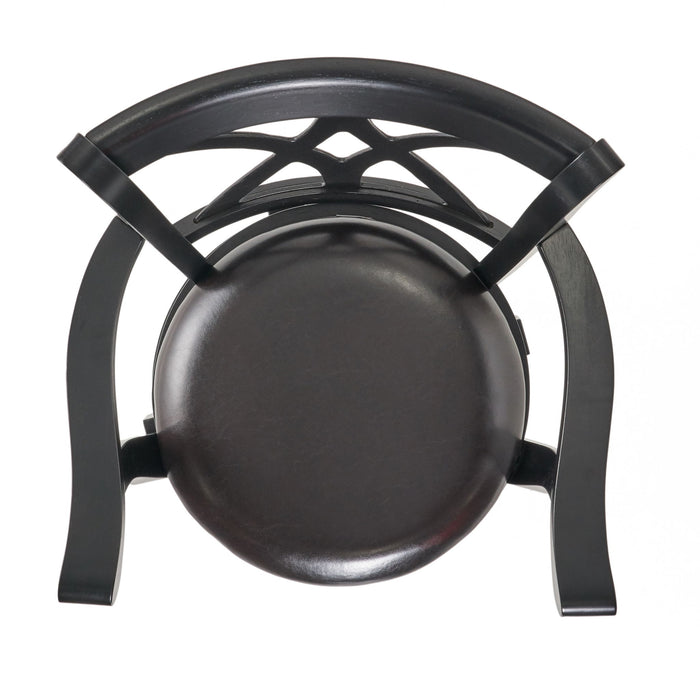 Elegant Leather Swivel Bar Stool With Arms - Espresso