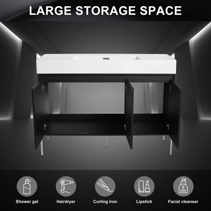 Freestanding Bathroom Vanity With Resin Sink And Storage Cabinet