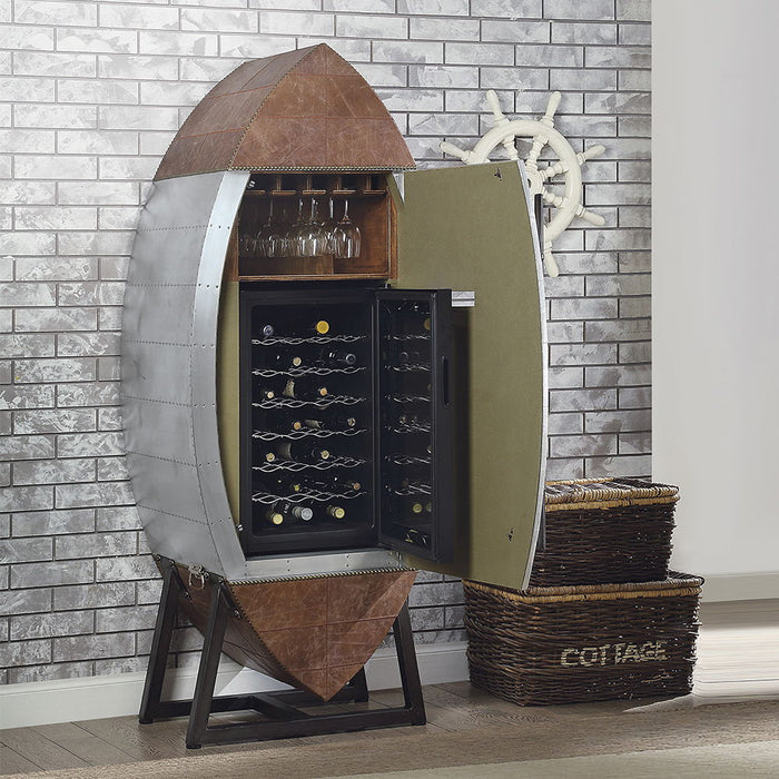 Brancaster - Wine Cooler - Retro Brown Top Grain Leather & Aluminum