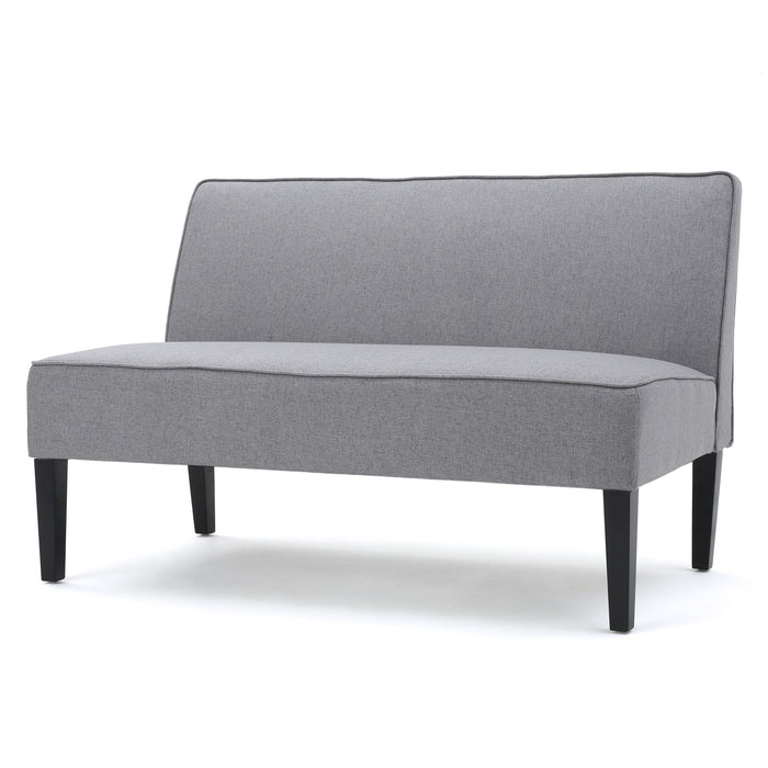 Contemporary Loveseat With Upholstered Fabric And Birch Wood Legs