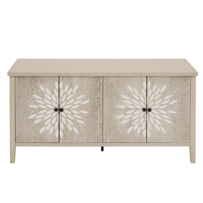 Modern Storage Cabinet With 4 Doors & Adjustable Shelves