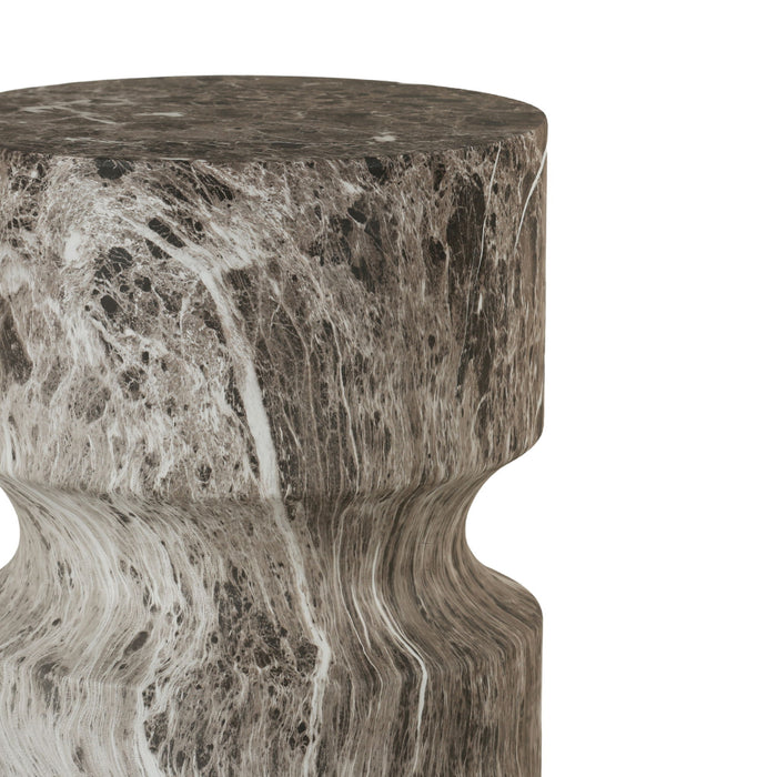 Outdoor Geometric Round End Table - Marble