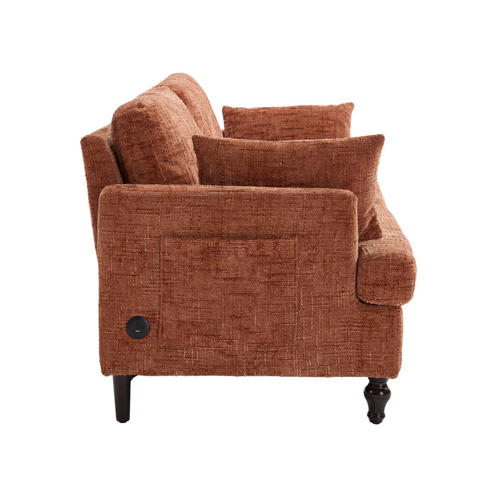 Chenille 2 Seater Sofa With LED Light, USB Charging Port, And Storage Bag