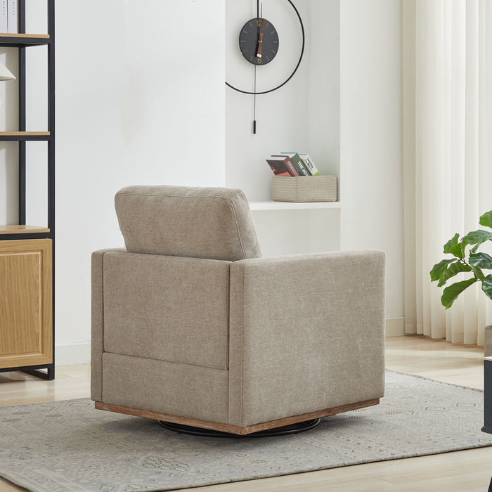 Modern Square Upholstered Swivel Accent Chair With Metal Base