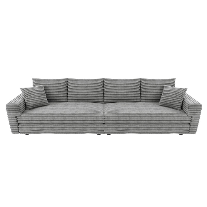 Plush Corduroy 4 Seat Sofa, Modern Comfy Upholstered Sofa Cloud Couch, Deep Seat Couches With Soft Pillows