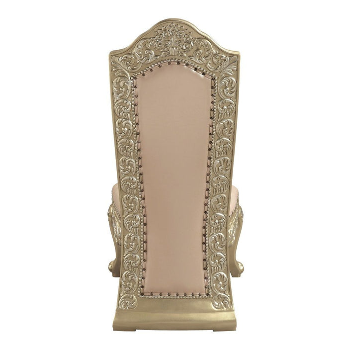 Vatican - Side Chair Set of 2) - Synthetic Leather & Champagne Silver