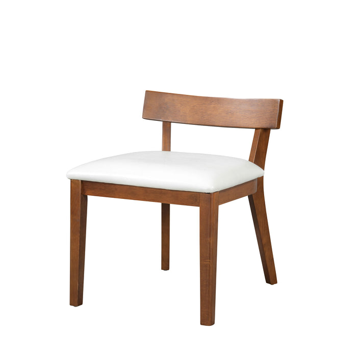 Modern Dining Chairs (Set of 2) With Glossy Upholstery - White / Walnut