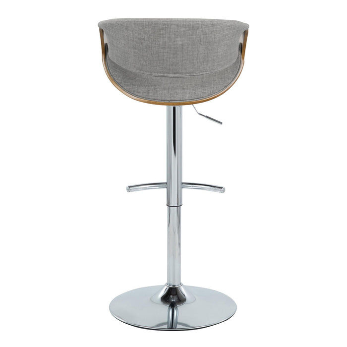 Curvo - Mid Century Modern Adjustable Barstool With Swivel With Rounded T Footrest (Set of 2)