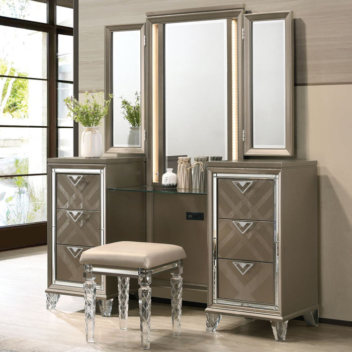 Skylar - Vanity Desk & Mirror - Dark Champagne