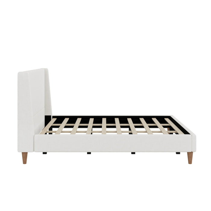 Upholstered Modern Platform Bed With Wingback Headboard