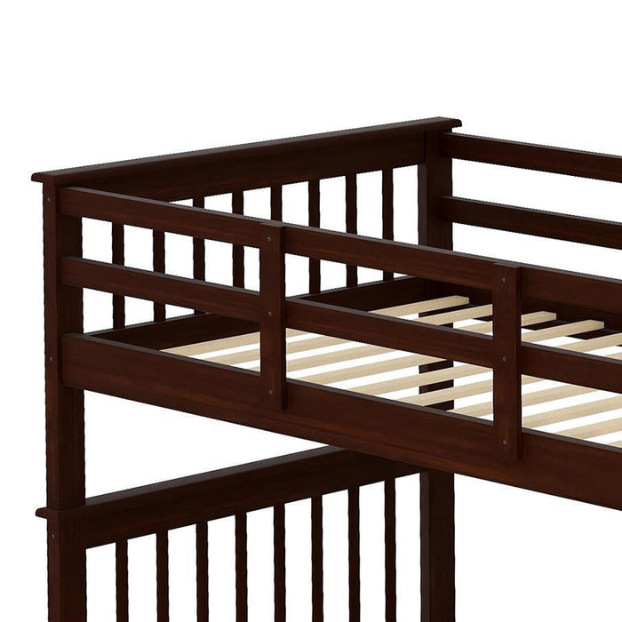 Stairway Bunk Bed With Storage And Guard Rail For Bedroom