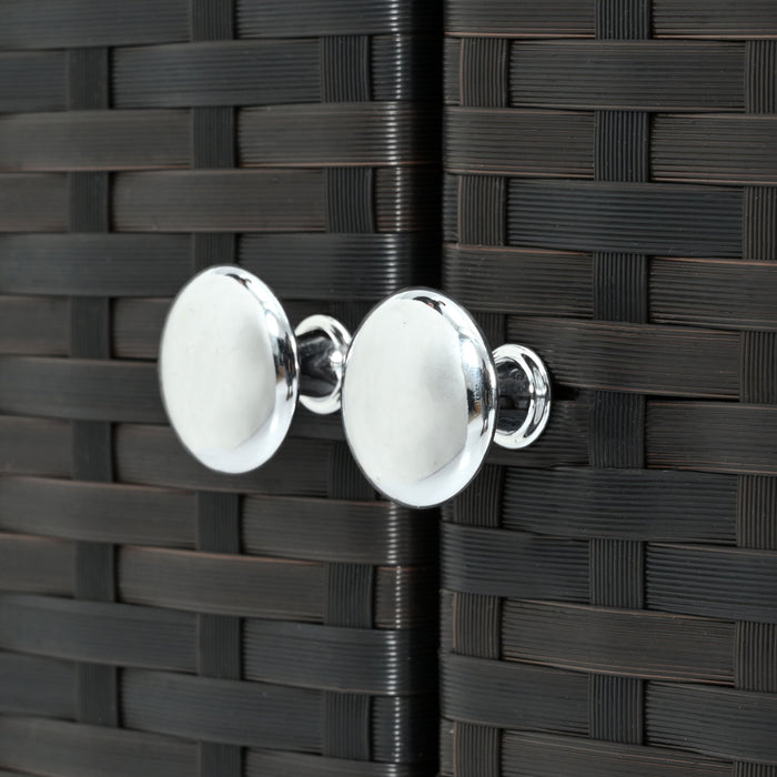 Outdoor Kitchen Island With Storage, Cooking Station, Grill Cart, Foldable Tabletop, And Bottle Opener - Dark Brown