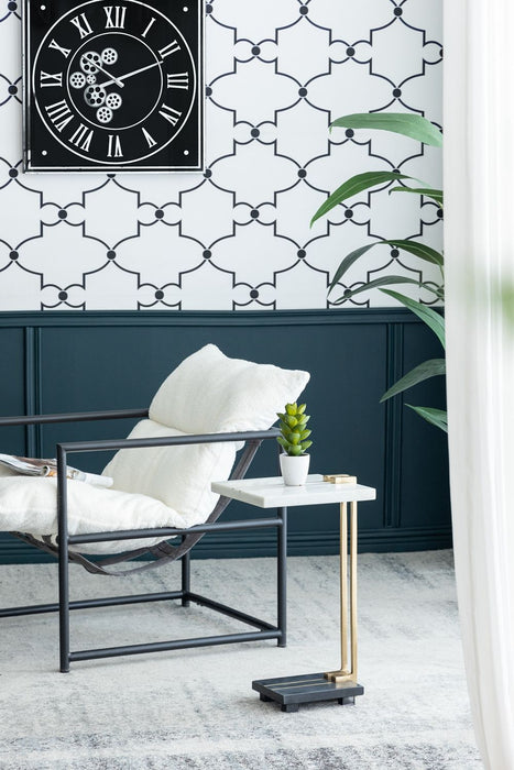 Crystal Side Table With Metal Frame, Artistic Accent Table For Living Room