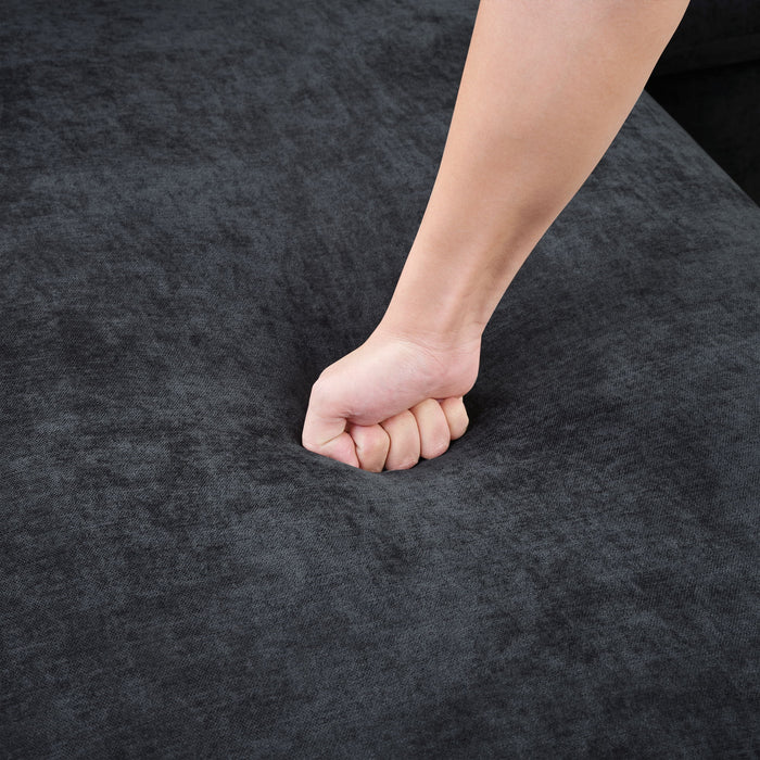 Modern L Shaped Sectional Sofa With Chenille Upholstery And Wooden Storage