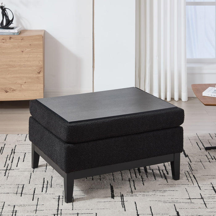 Upholstered Storage Ottoman With Reversible Lid Coffee Table With Rubberwood Legs