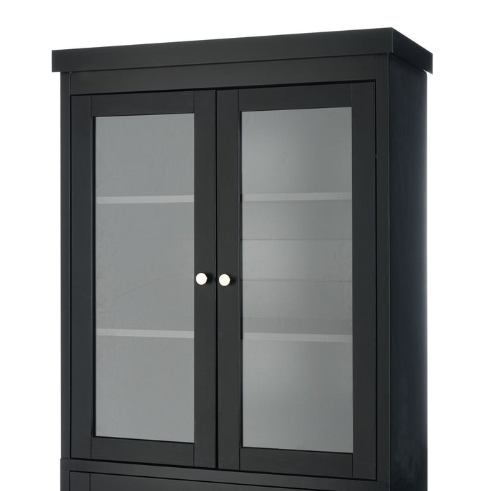 Freestanding Tall Bathroom Cabinet With Adjustable Shelves, Drawers, Soft Close Glass Doors