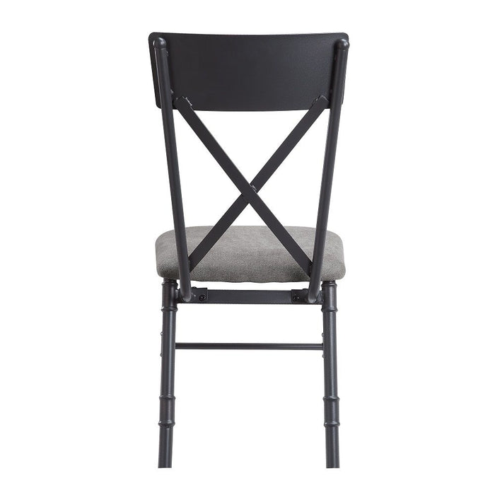 Edina - Side Chair Set of 2) - Gray Fabric, Oak & Sandy Black