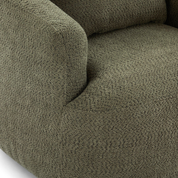 360° Swivel Barrel Sofa Chair With Throw Pillow, Chenille Upholstered Accent Chair