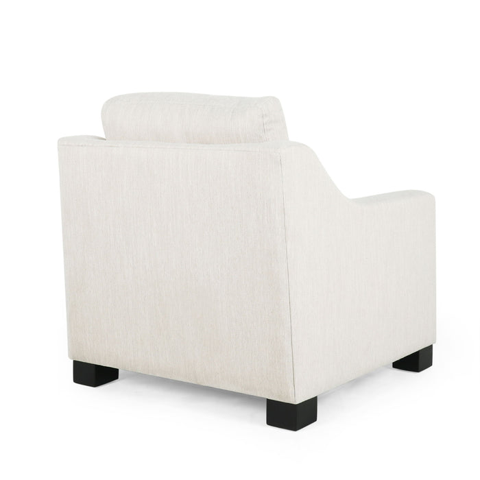 Nightowl - Upholstered Club Chair With Sloped Arms And Wood Legs - Beige