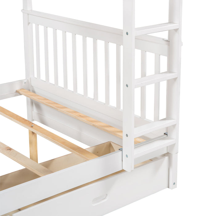 Bunk Bed With Ladders And 2 Storage Drawers