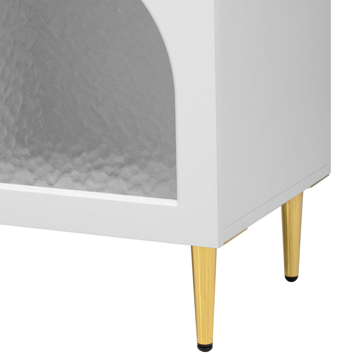 Retro TV Stand With 6 Metal Legs, 2 Cabinets, 4 Drawers And Anti-Tip Device