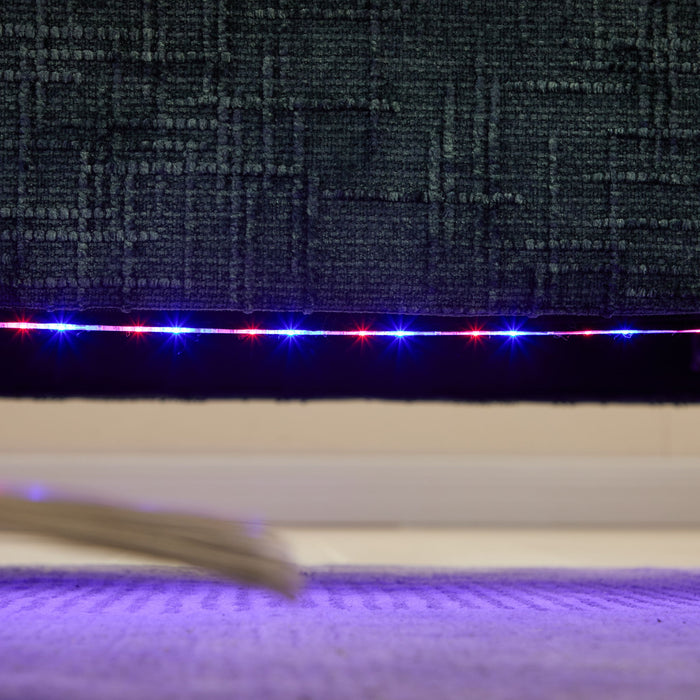 Chenille 2 Seater Sofa With LED Light, USB Charging Port, And Storage Bag