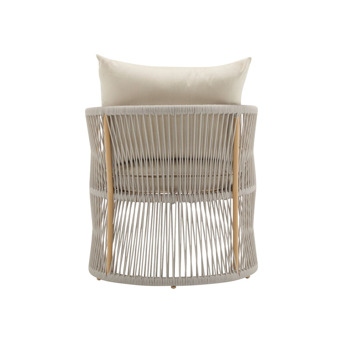 Modern Curved Aluminum Lounge Chair With Stylish Rope Weave Design And Cushioned Comfort For Outdoor