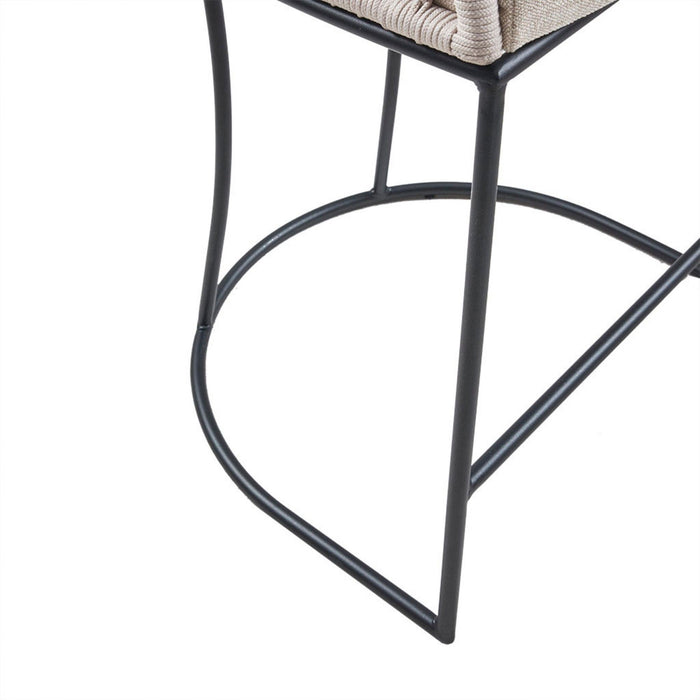Coastal Woven Counter Stool With Upholstered Seat
