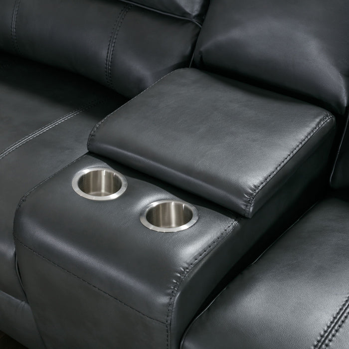 Power Reclining Sectional Sofa With 3 Adjustable Recliners, USB Ports & Cup Holders, Oversized Seating For Living Room - Black