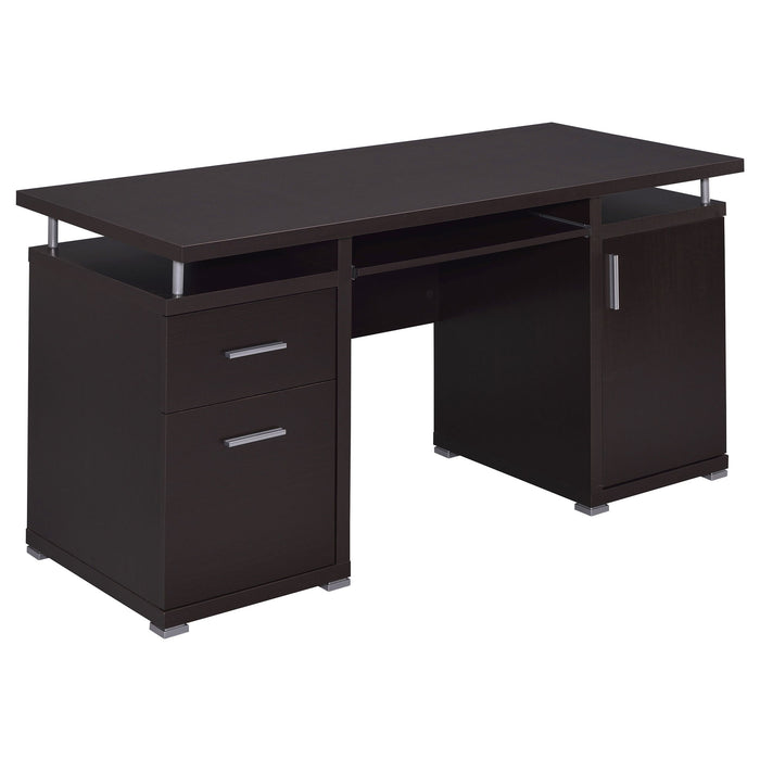 Modern Office Computer Desk With 2 Drawers, Adjustable Shelf, Slide Out Keyboard Tray