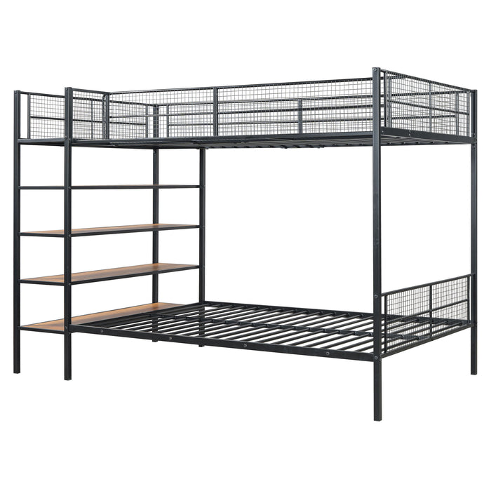 Bunk Bed With 5 Tier Shelves