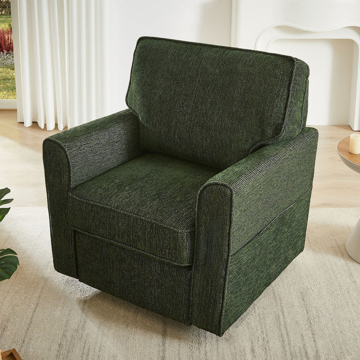 360° Swivel Accent Barrel Armchair With Side Pockets, Compact Design
