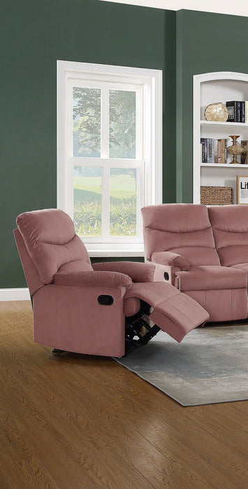 Luxurious Velvet Blush Pink Color Motion Recliner Chair Couch Manual Motion Plush Armrest Living Room Furniture Chair