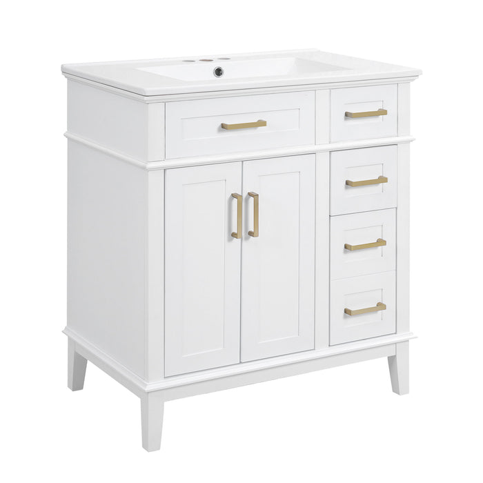 Modern Bathroom Vanity With Ceramic Sink, Soft Close Storage Cabinet