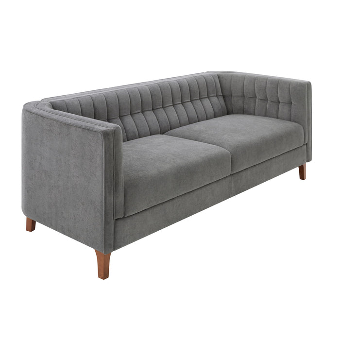 Modern 3 Seater Sofa, Upholstered Couch With Curved Armrests