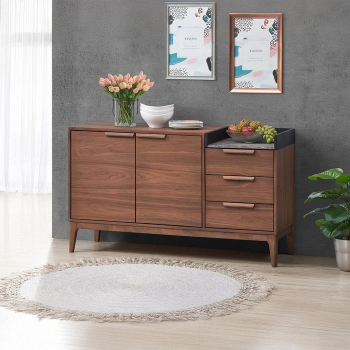 Bevis - Server - Green Fabric & Walnut