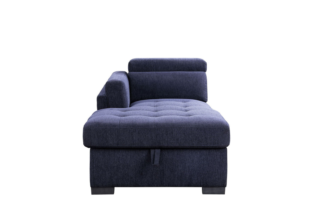 Nekoda - Sectional Sofa With Storage & Ottoman - Navy Blue Fabric