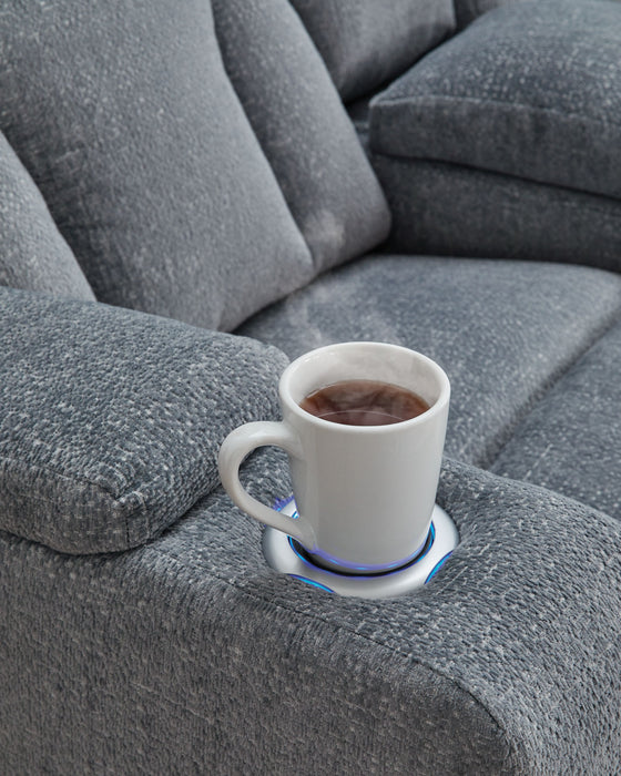 Studio Cave - Power Reclining Loveseat with Console - Steel