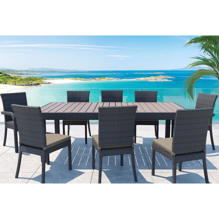 Balcones 9 Piece Outdoor Dining Table Set With 8 Dining Chairs, Brown / Chocolate