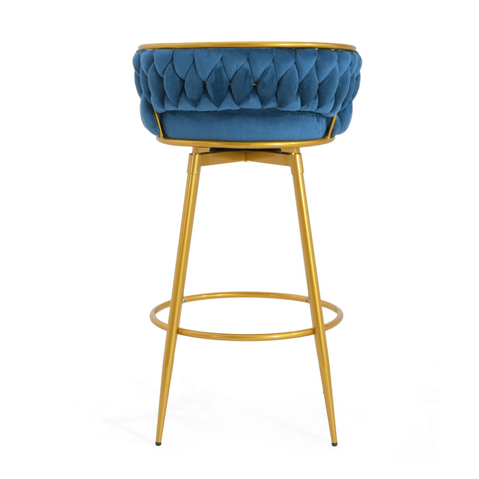 Modern Low Back Upholstered Counter Height Bar Stools (Set of 2)
