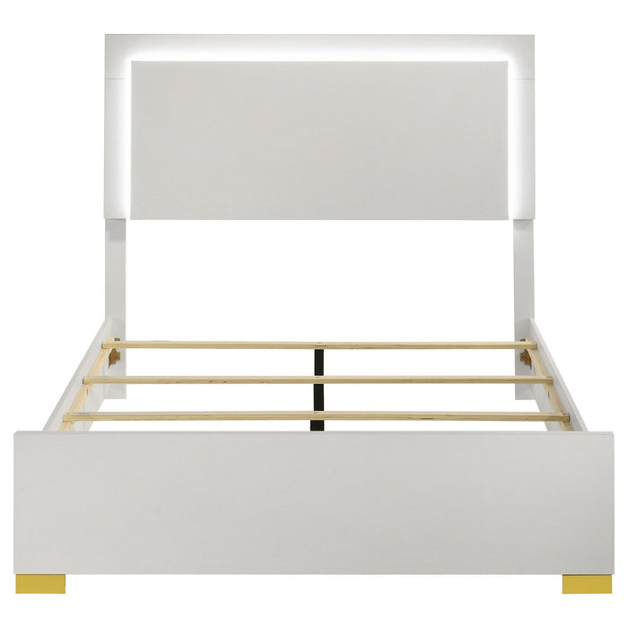 Marceline Wood Full LED Panel Bed White