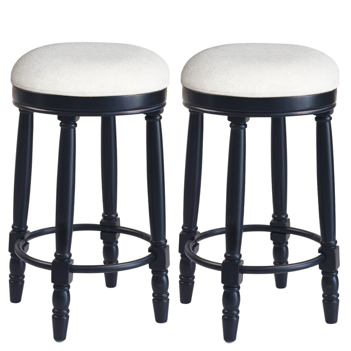 360° Swivel Wooden Barstools With Upholstered Seat, Counter Height (Set of 2)