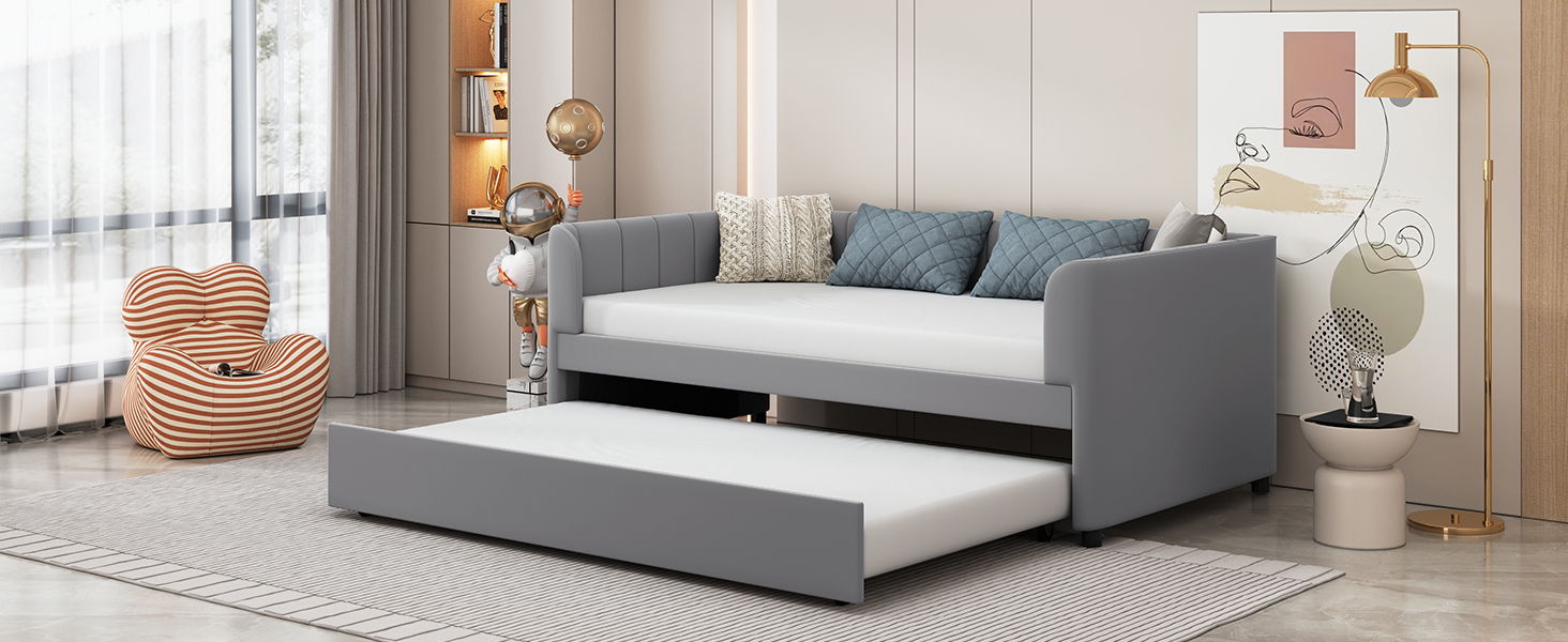 Upholstered Daybed With Ergonomic Design Backrest