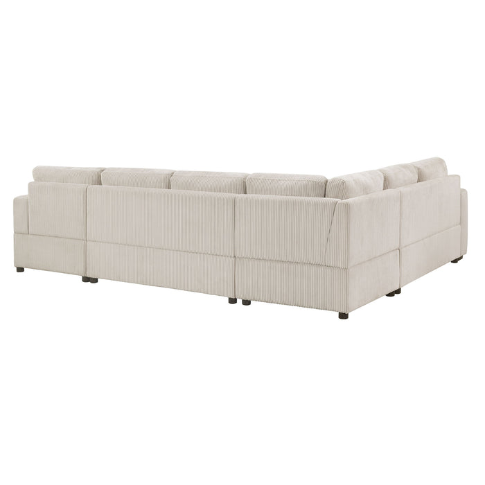 Oversized Sectional U-Shaped Sofa With Chaise Lounge And Three Soft Throw Pillows