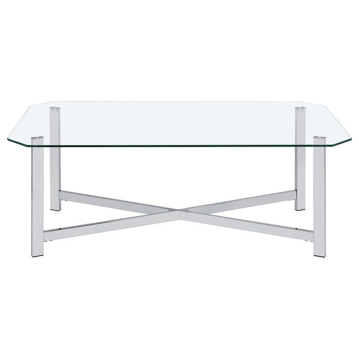Cronin 3-piece Tempered Glass Top Coffee Table Set Chrome