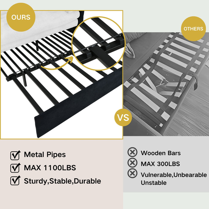 Modern Convertible Sleeper Sofa Bed With Pull-Out Queen Design, Side Storage & Thick Cushions