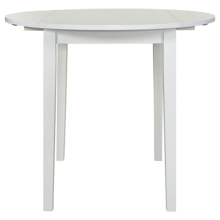 Bucknell - 3 Piece Round Drop Leaf Dining Table Set - White