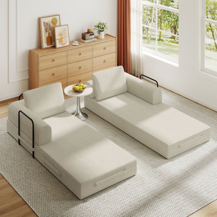 Convertible Sleeper Sofa Bed With Cylindrical Pillow, Fixed Shape Frame
